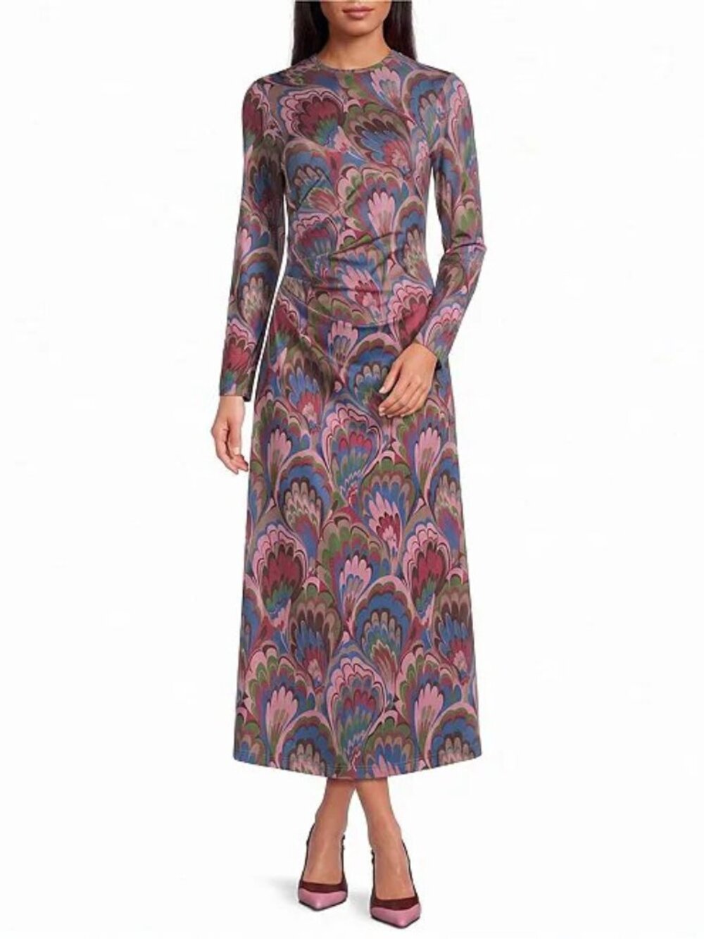 Mestiza New York Twilight Marble Side Ruched Dress Size XL NWT